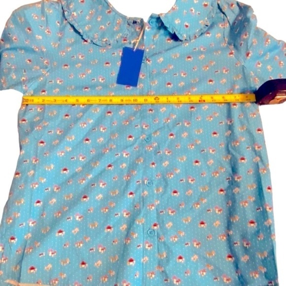 NWT Maisonette Blue Polka Dot Mushroom Print Collar blouse prairie Cottagecore - Picture 10 of 10